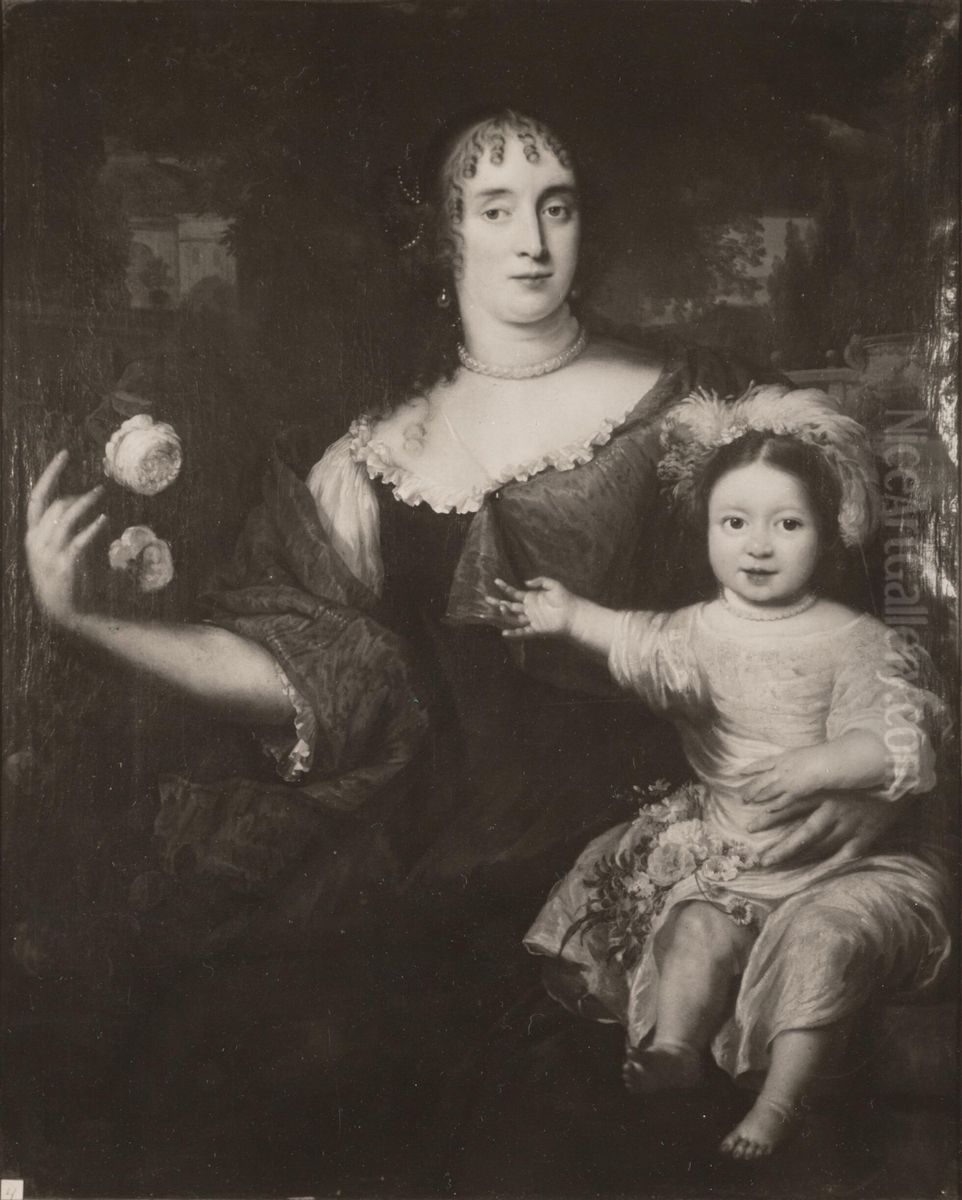 Double portrait of Maria van Berckel (1631-1796) and her daughter Oil Painting by Jan de Baen