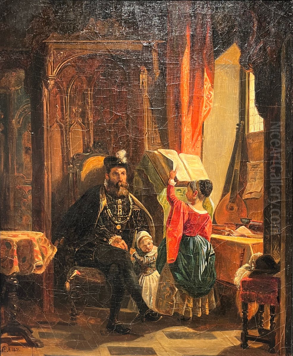 Scene from the time of Henry II Oil Painting by Pauline Auzou