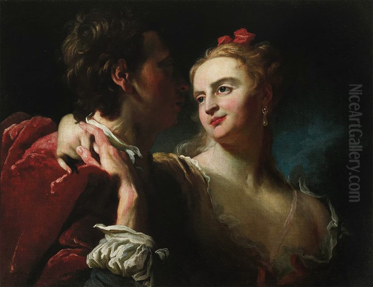 An Amorous Couple Oil Painting by Pierre Goudreaux