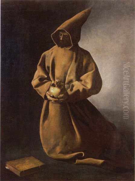 Saint Francis kneeling Oil Painting by Francisco De Zurbaran