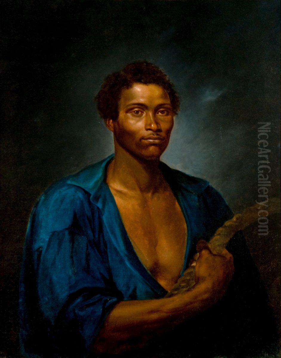 Portrait of the fearless sailor Simao, stoker of the steamship Pernambucana Oil Painting by Jose Correia de Lima