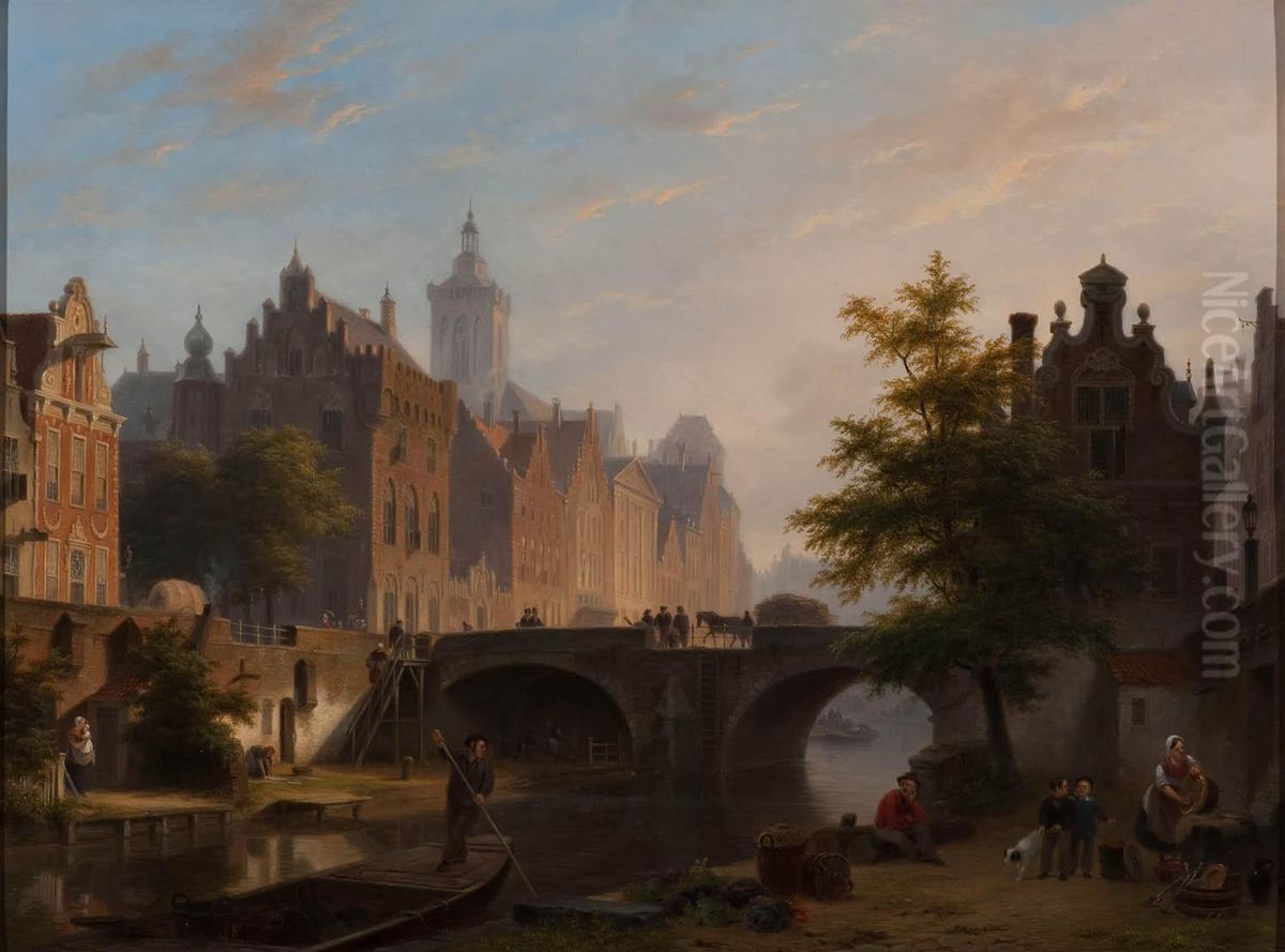 The Oude Gracht in Utrecht Oil Painting by Bartholomeus van Hove