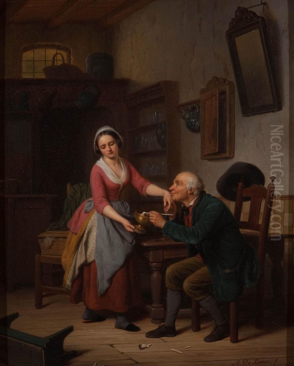 The Old Rake Oil Painting by Basile De Loose