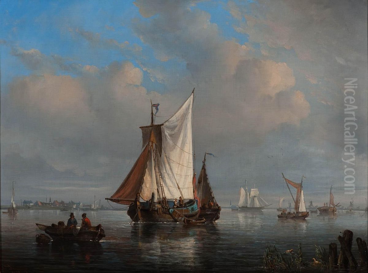 The Scheldt Oil Painting by Egide Linnig