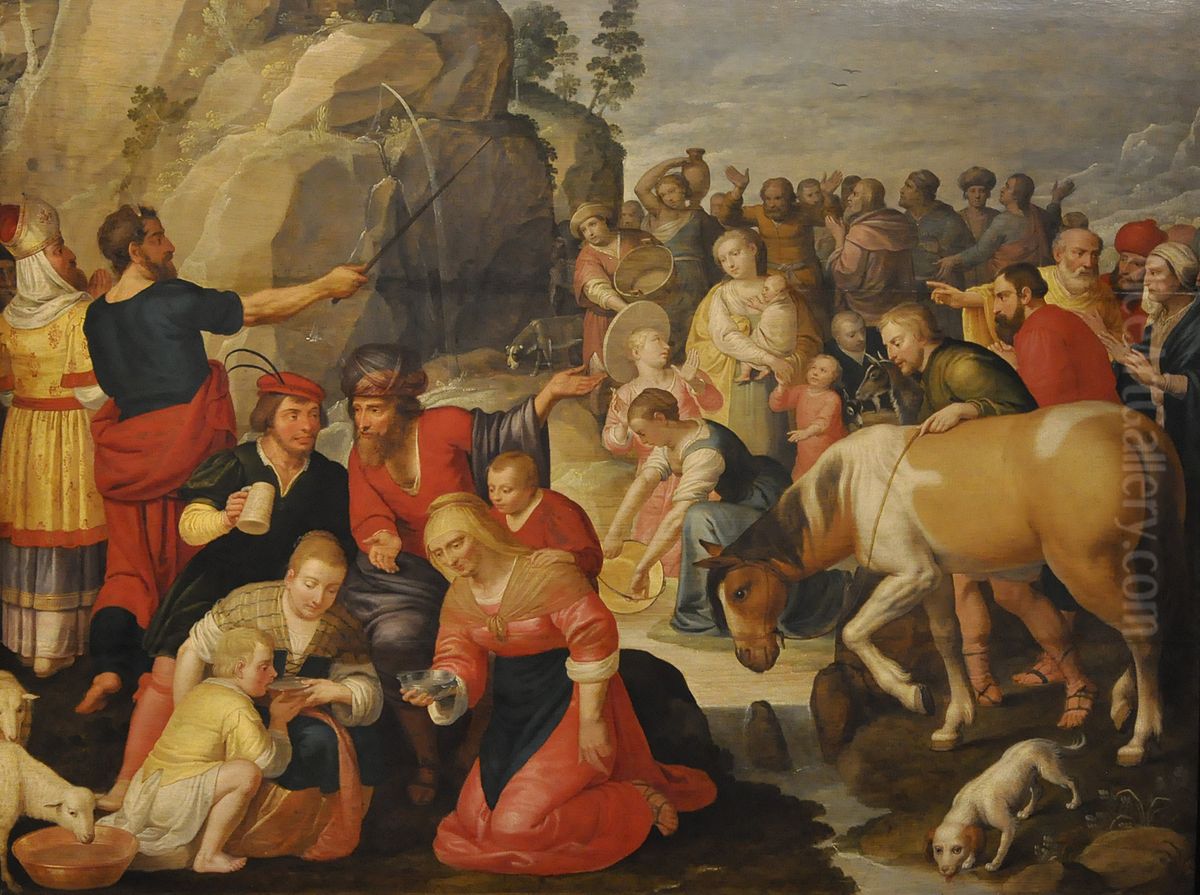 Moses Striking the Rock Oil Painting by Adam van Noort
