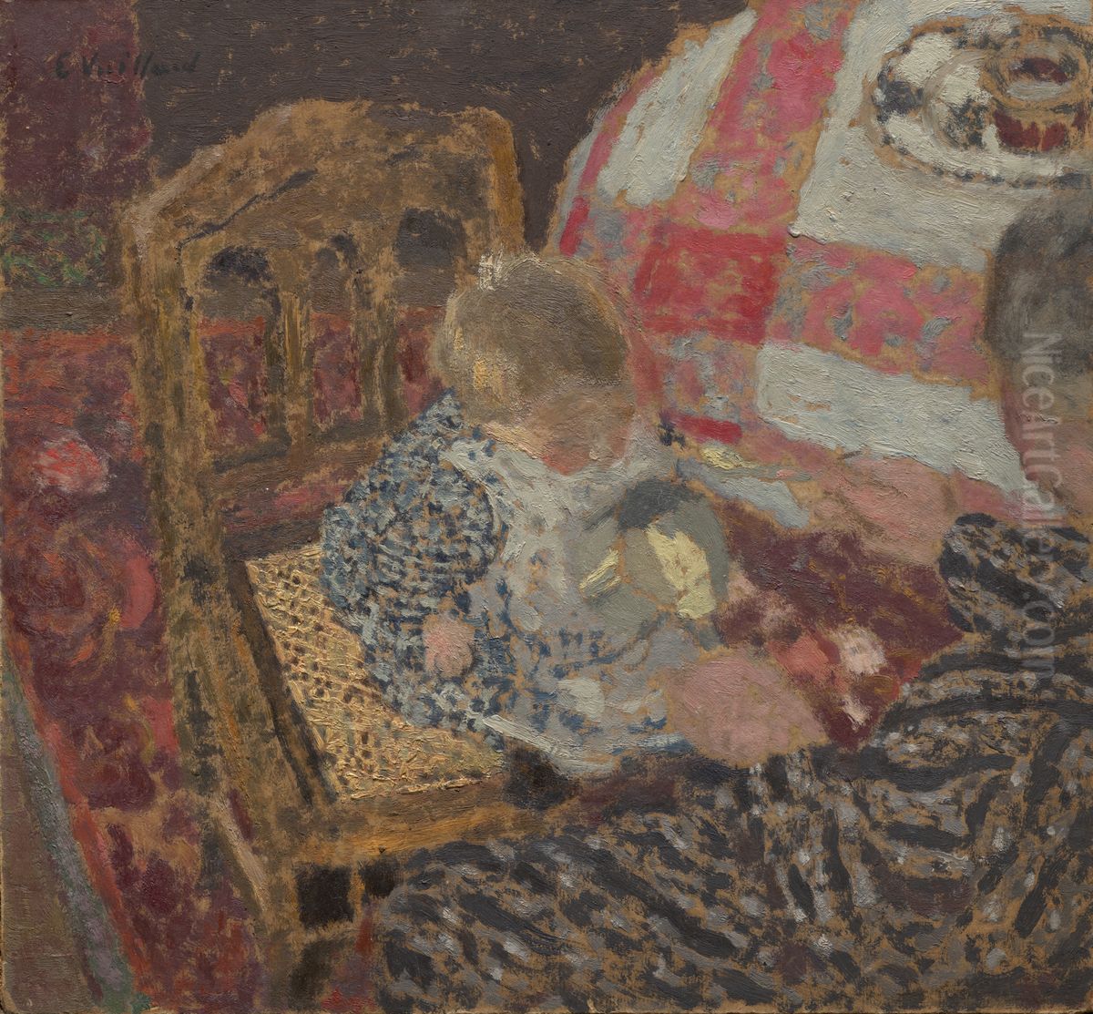 Luncheon (Annette and Her Grandmother) Oil Painting by Jean-Edouard Vuillard