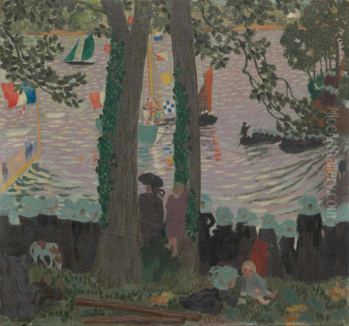 Blessing of a Yacht on the Belon River Oil Painting by Maurice Denis