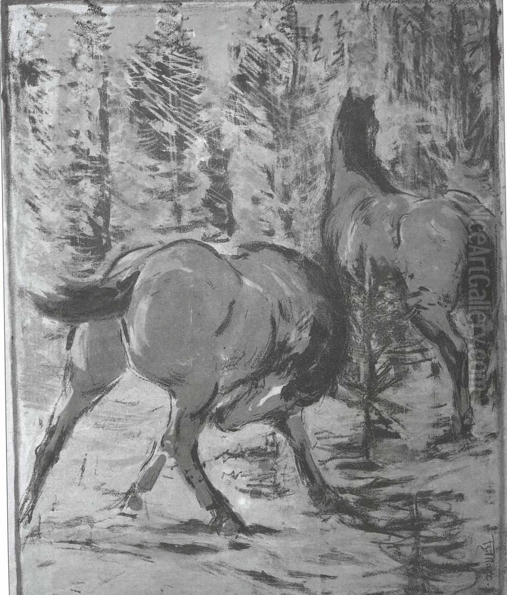 Horses in the alluvial Oil Painting by Franz Marc