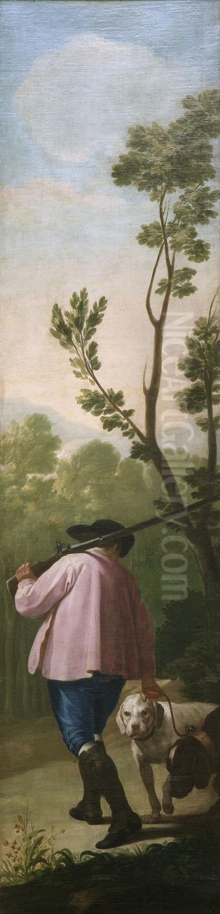 the Hunter and his Dogs Oil Painting by Francisco Goya Fuendetodos