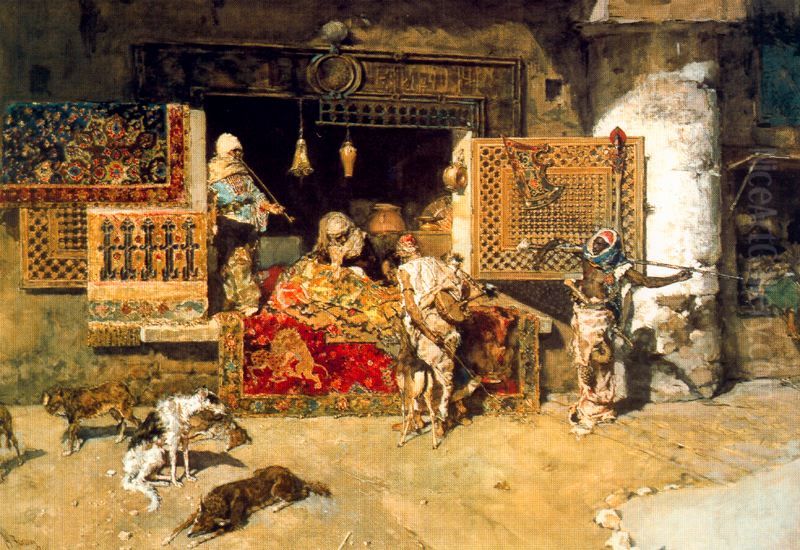 The tapestry seller Oil Painting by Maria Fortuny Marsal
