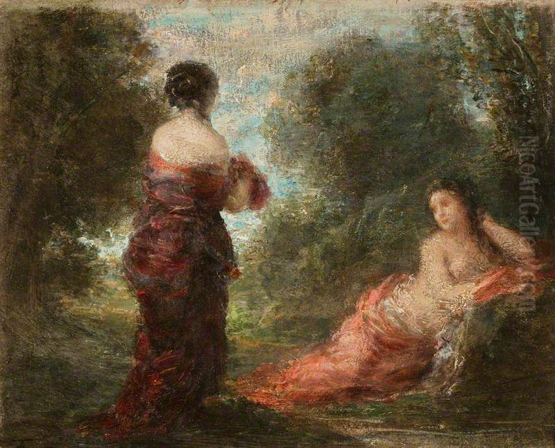 A Woodland Glade Oil Painting by Henri Fantin-Latour