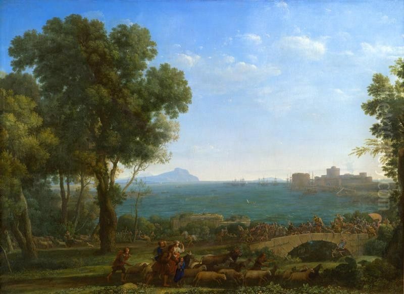 Battle on the Bridge Oil Painting by Claude Lorrain (Claude Gellee)