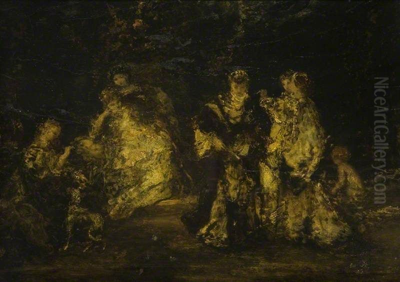 In the Forest Oil Painting by Adolphe Joseph Thomas Monticelli