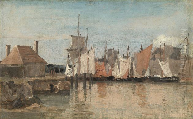 Shipping Oil Painting by Jean-Baptiste Camille Corot