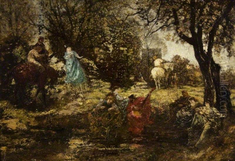 The White Horse Oil Painting by Adolphe Joseph Thomas Monticelli