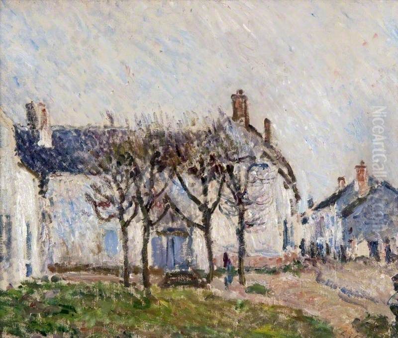 Village Street, Moret-sur-Loing Oil Painting by Alfred Sisley