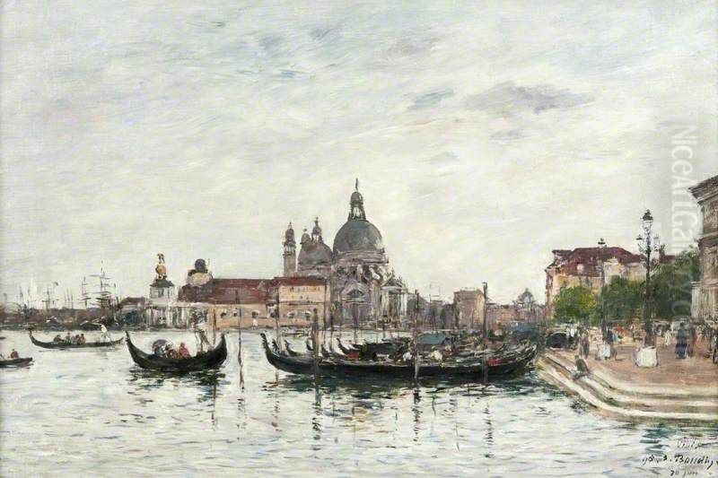 Santa Maria della Salute and the Dogana Seen from across the Grand Canal Oil Painting by Eugene Louis Boudin