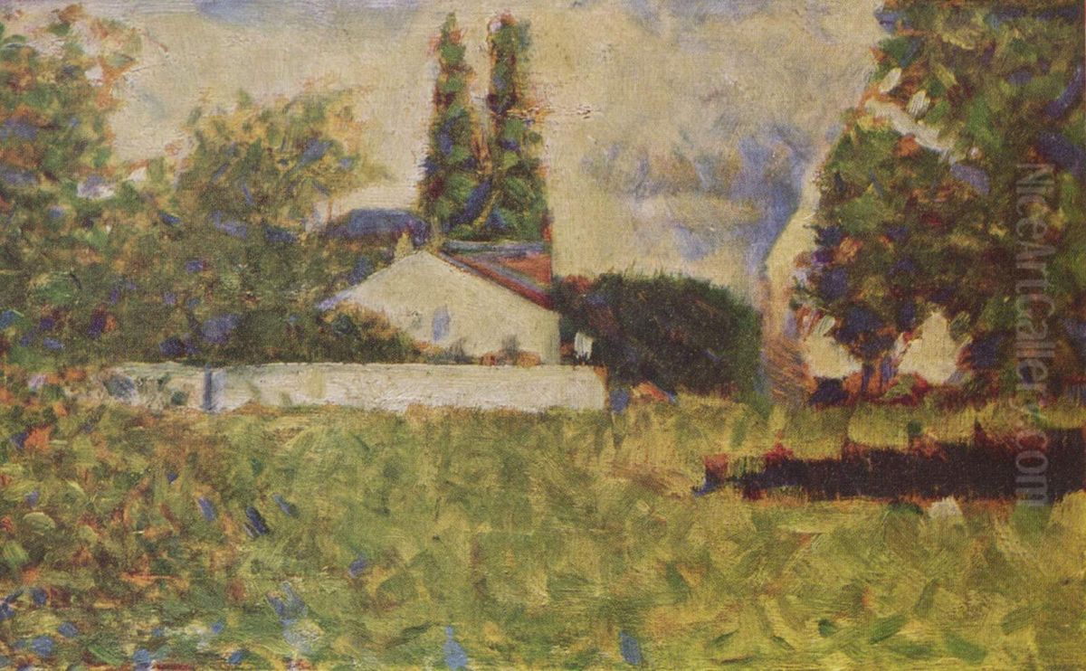 House among Trees Oil Painting by Georges Seurat