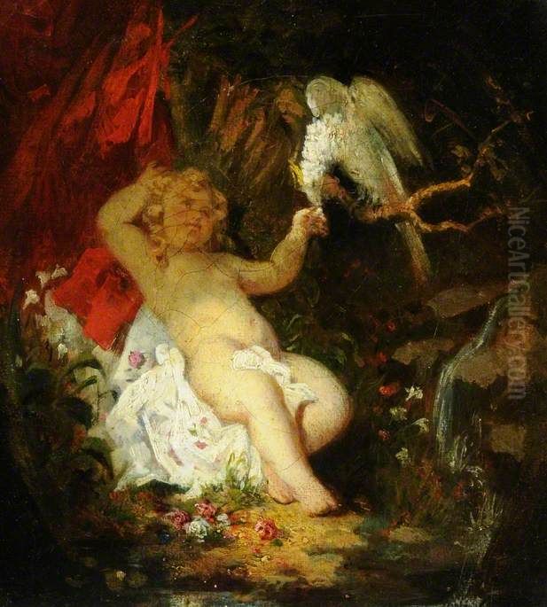 Boy with a Parrot Oil Painting by Gustave Courbet
