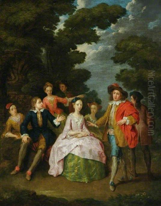 Conversation Piece Oil Painting by Nicolas Lancret