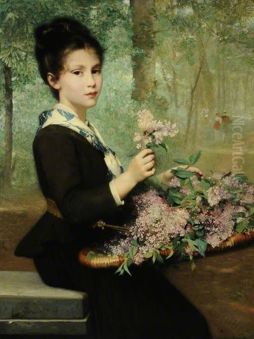 The First Lilac Oil Painting by Emile Levy