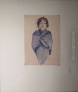 Jeune fille d'Ise au kimono bleu