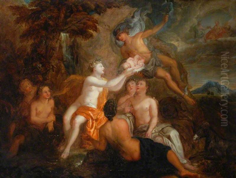 Mercury Delivering the Infant Bacchus into the Care of the Nymphs of Nyssa Oil Painting by Bon Boullogne