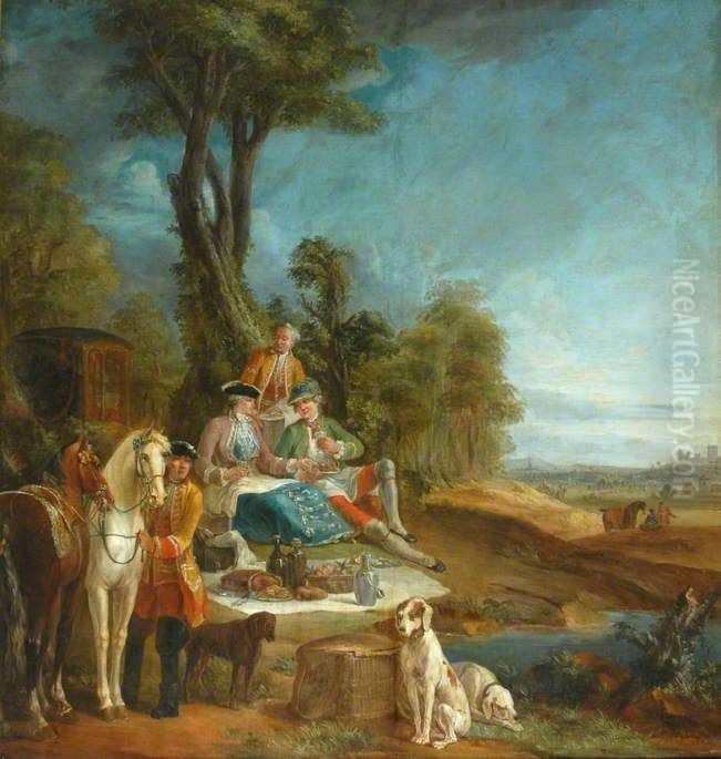 A Hunting Luncheon Oil Painting by Charles-Andre van Loo