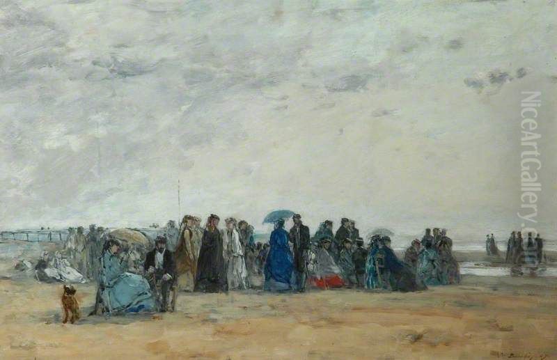 Beach Scene at Low Tide Oil Painting by Eugene Louis Boudin