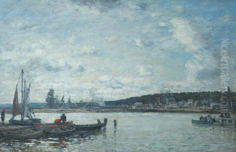 The Ferry at Deauville Oil Painting by Eugene Louis Boudin
