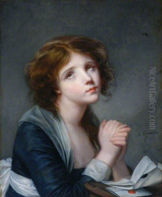 A Girl in Prayer Oil Painting by Jeanne-Philiberte Ledoux