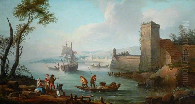 View of a Fortified Seaport Oil Painting by Joseph Vernet