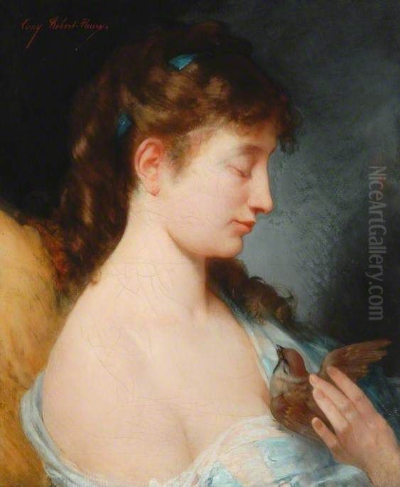 Lesbia and the Sparrow Oil Painting by Tony Robert-Fleury