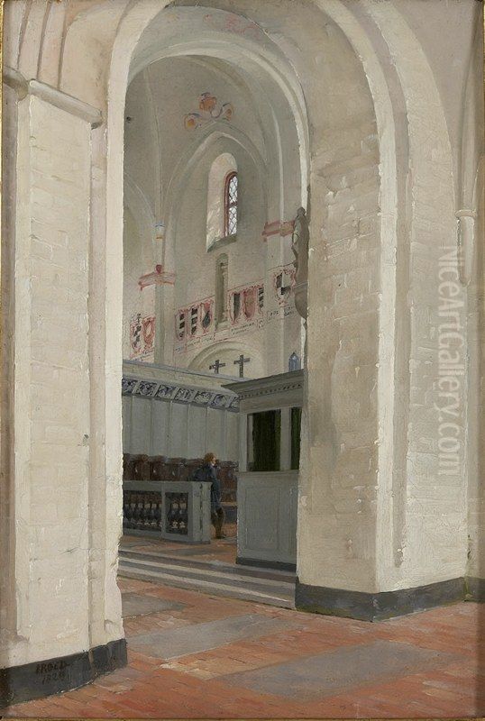 The Choir of St. Bendt's Church, Ringsted. Oil Painting by Jorgen Roed