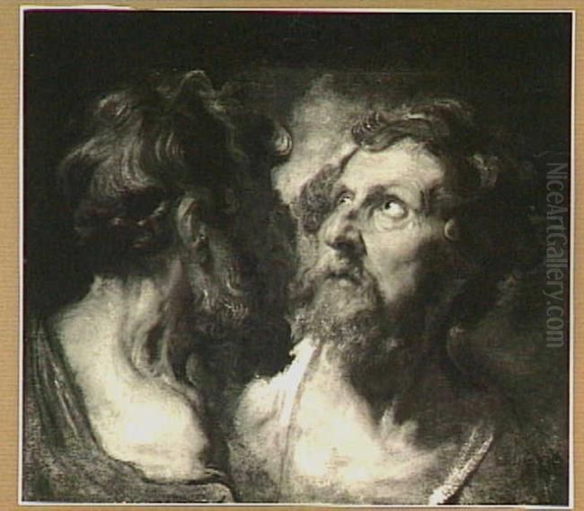 Deux tetes d'apotres Oil Painting by Sir Anthony Van Dyck