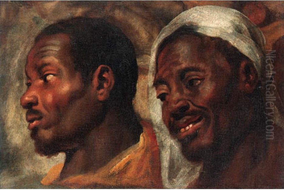 Two portrait studies of African men Oil Painting by Jacob Jordaens