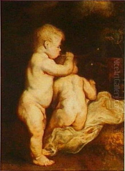 Two children blowing bubbles Oil Painting by Sir Anthony Van Dyck