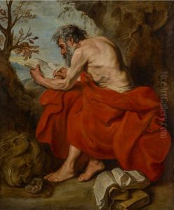 St. Jerome as hermit in a landscape, reading