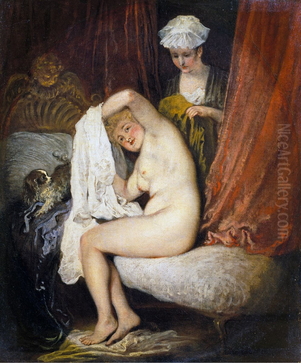 A Lady at her Toilet Oil Painting by Jean-Antoine Watteau