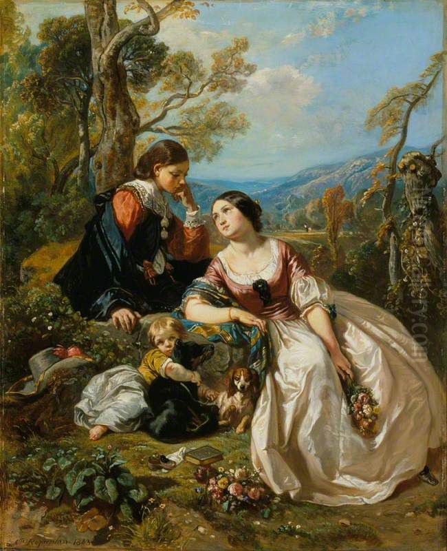 A Sentimental Conversation Oil Painting by Camille Roqueplan