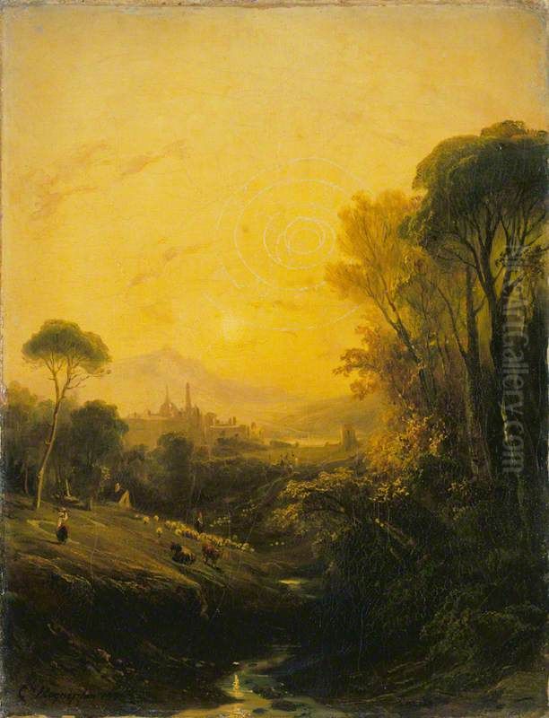 Evening Oil Painting by Camille Roqueplan