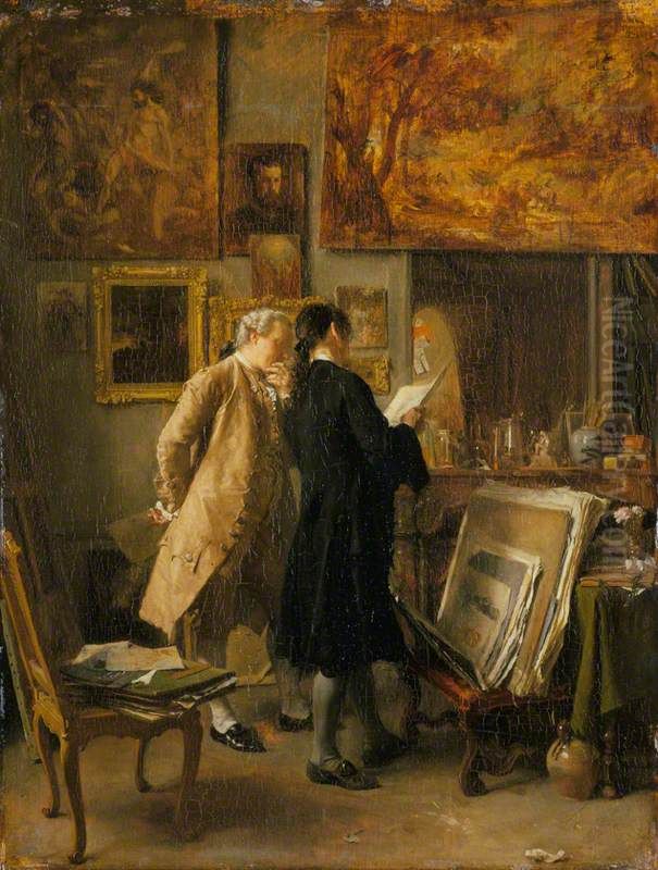 An Artist Showing his Work Oil Painting by Jean-Louis-Ernest Meissonier