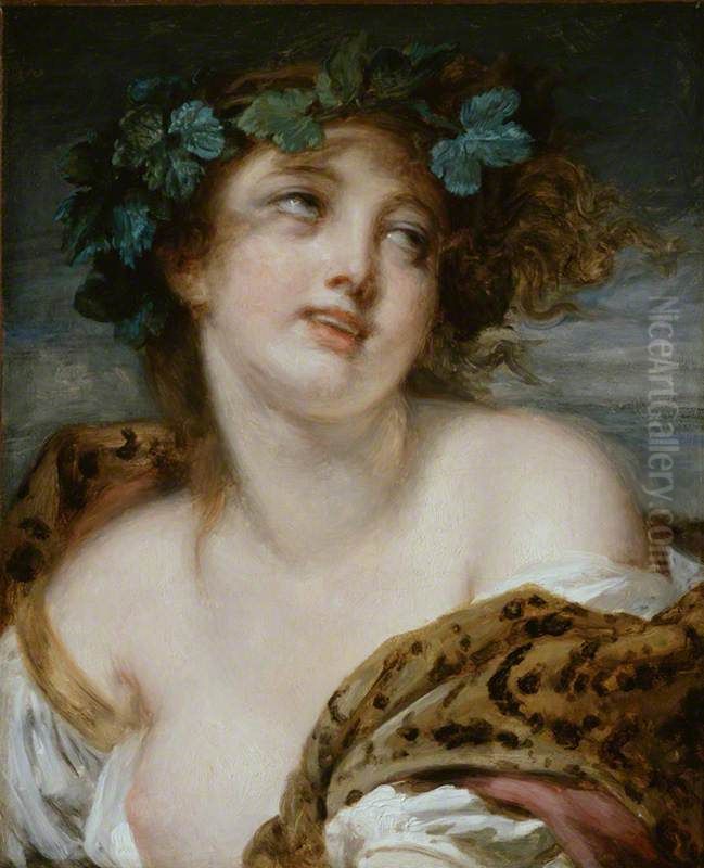 Bacchante Oil Painting by Jean-Baptiste Greuze
