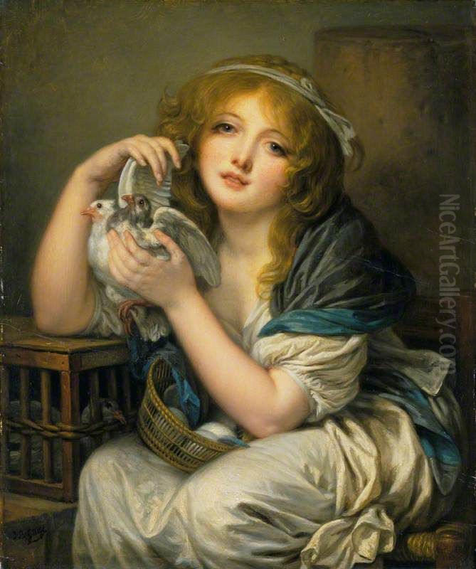 Girl with Doves Oil Painting by Jean-Baptiste Greuze