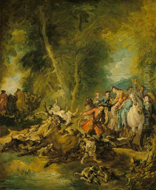 The Death of a Stag Oil Painting by Jean-Francois de Troy