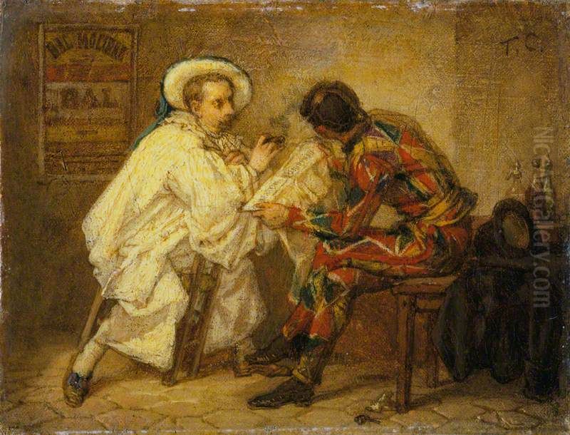 Harlequin and Pierrot Oil Painting by Thomas Couture