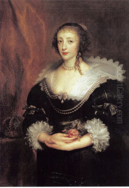 Portrait of Henrietta Maria de Bourbon (1609-1669), Queen of England Oil Painting by Sir Anthony Van Dyck