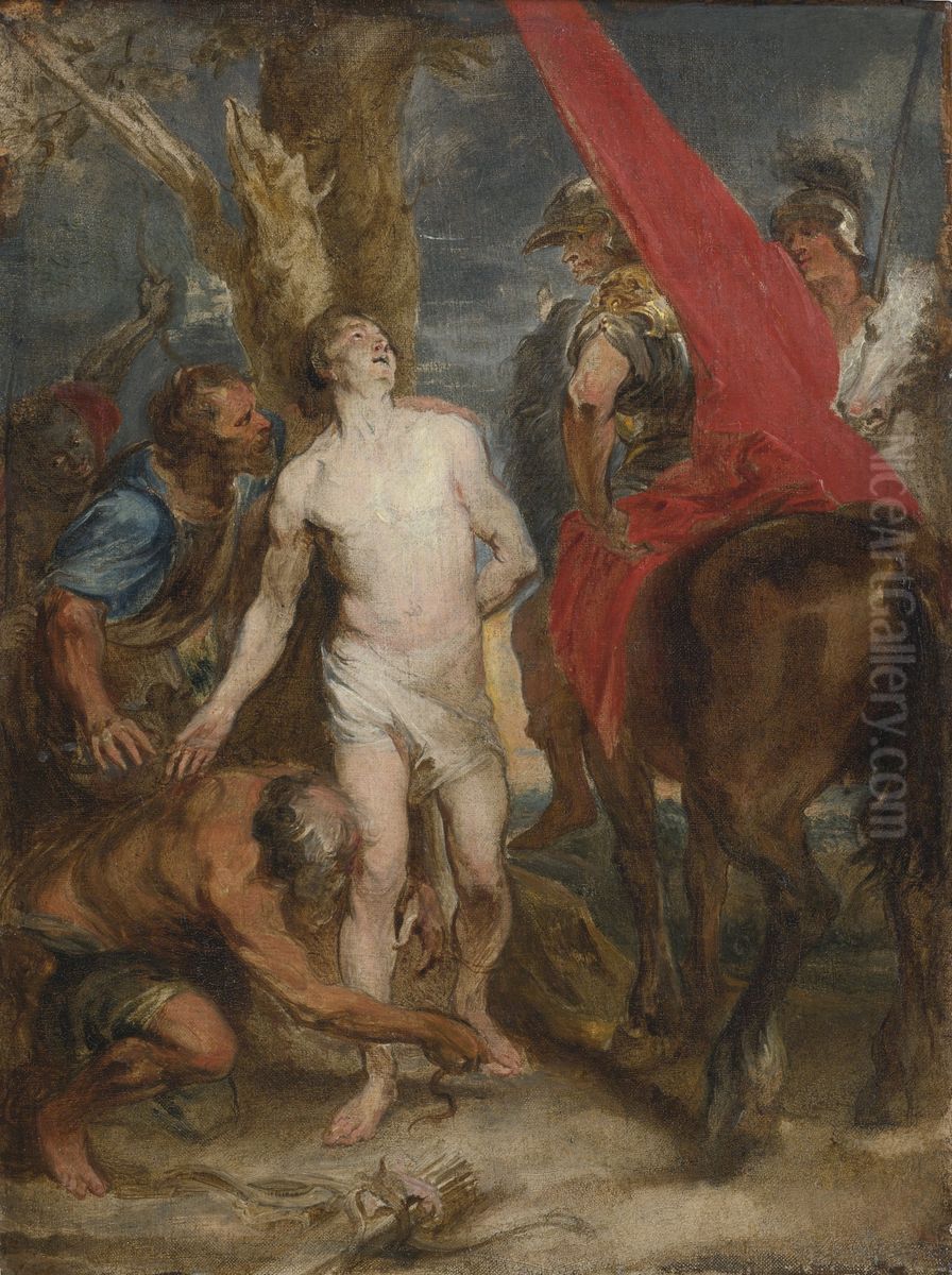 Saint Sebastian is being tied to a tree Oil Painting by Sir Anthony Van Dyck