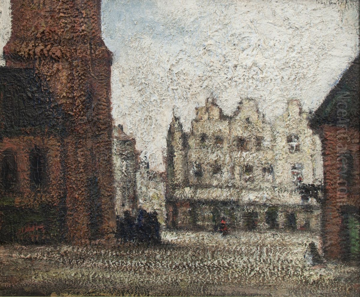 Stadsplein naast de kerk Oil Painting by Jakob Smits