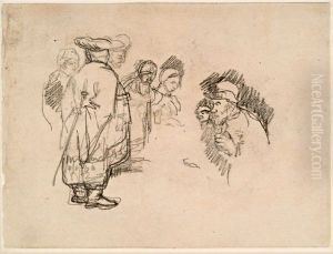 Staande figuren naar Rembrandt